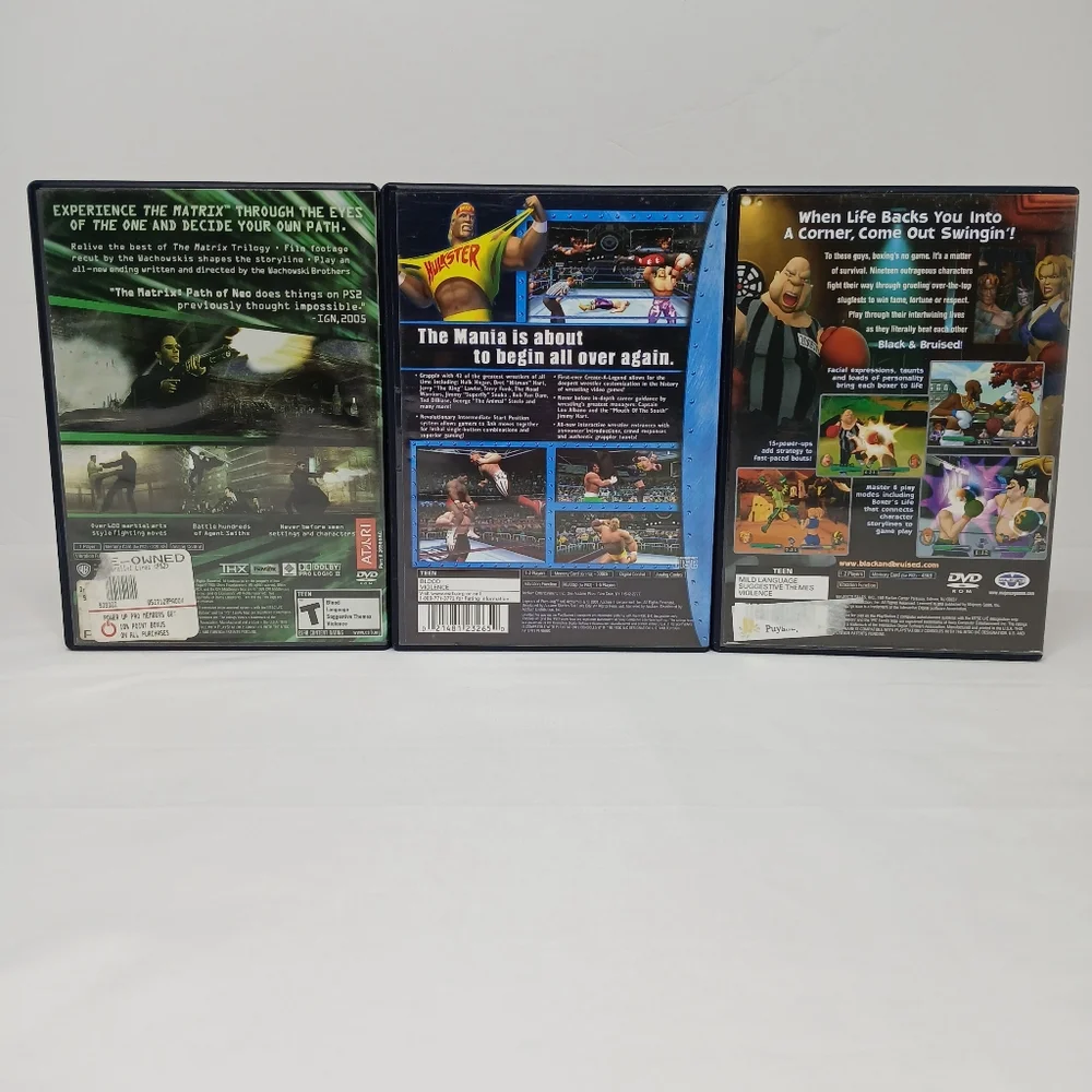 Sony Playstation 2 Video Game Lot Of 3 Black & Bruised Legends Wrestling Matrix